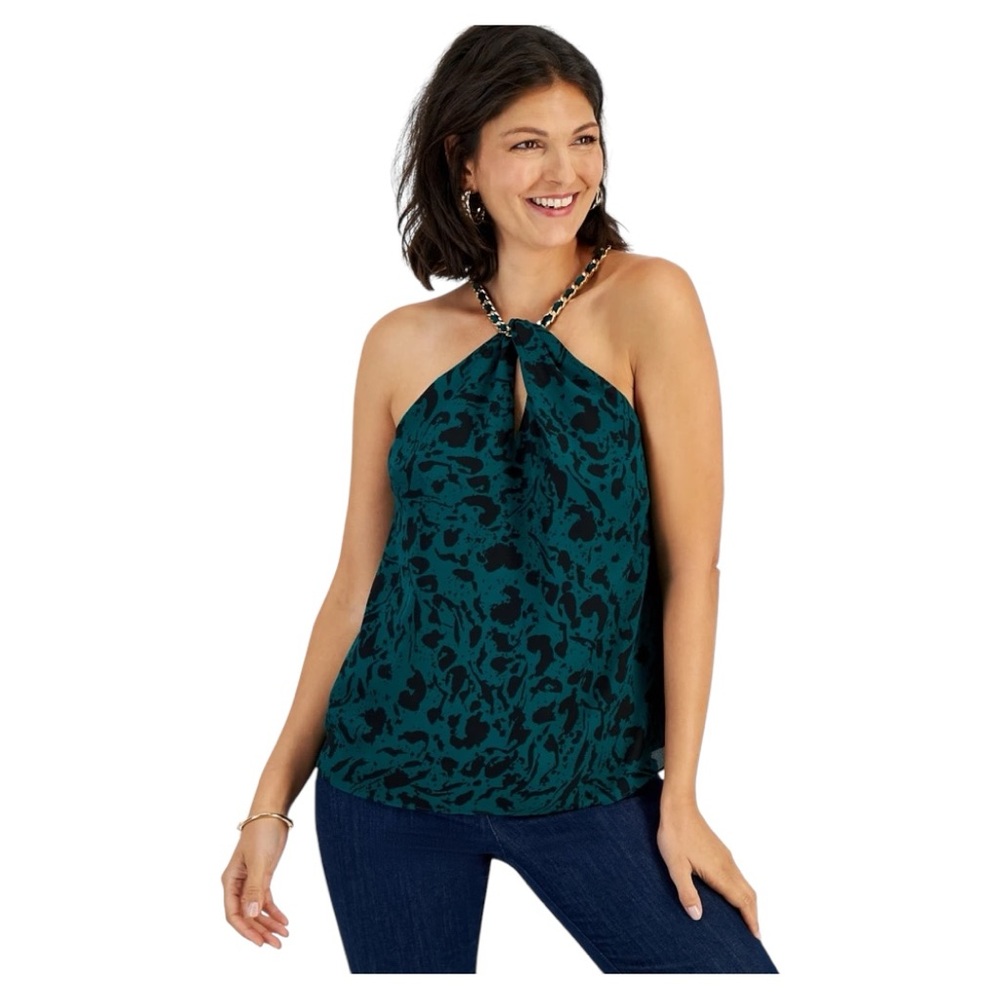 NWT I.N.C. International Concepts Sleeveless Chain-Neck Blouse
